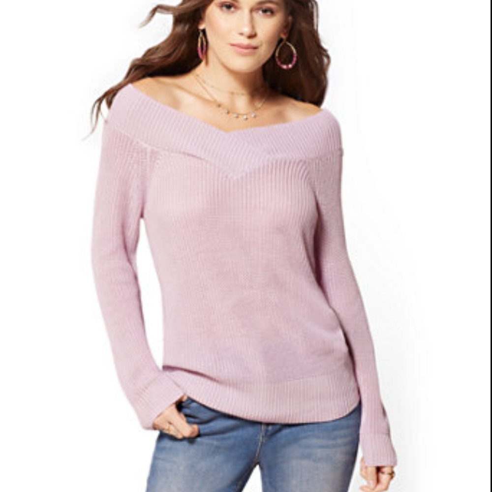 Off-The-Shoulder Sweater Sassy Purple Lavender